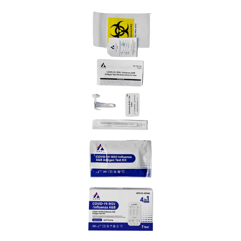 AHPC 4-in-1 COVID-19, RSV, Influenza A & B Antigen Test Kit – Single Test Pack