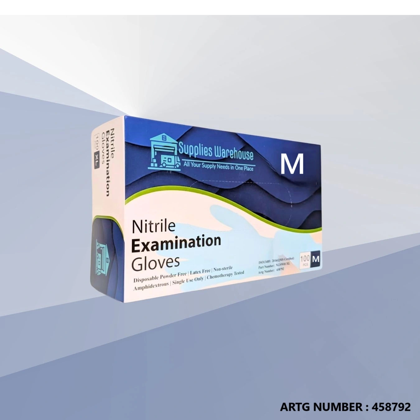 Examination Gloves Blue Colour - Nitrile, Powder-Free, Medical Grade (10 Boxes) 1000 Pcs Hand Gloves