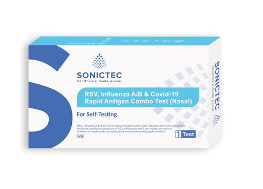 SONICTEC 4-in-1 Rapid Test Kit – Flu A, Flu B, COVID-19, RSV | Fast Results at Home