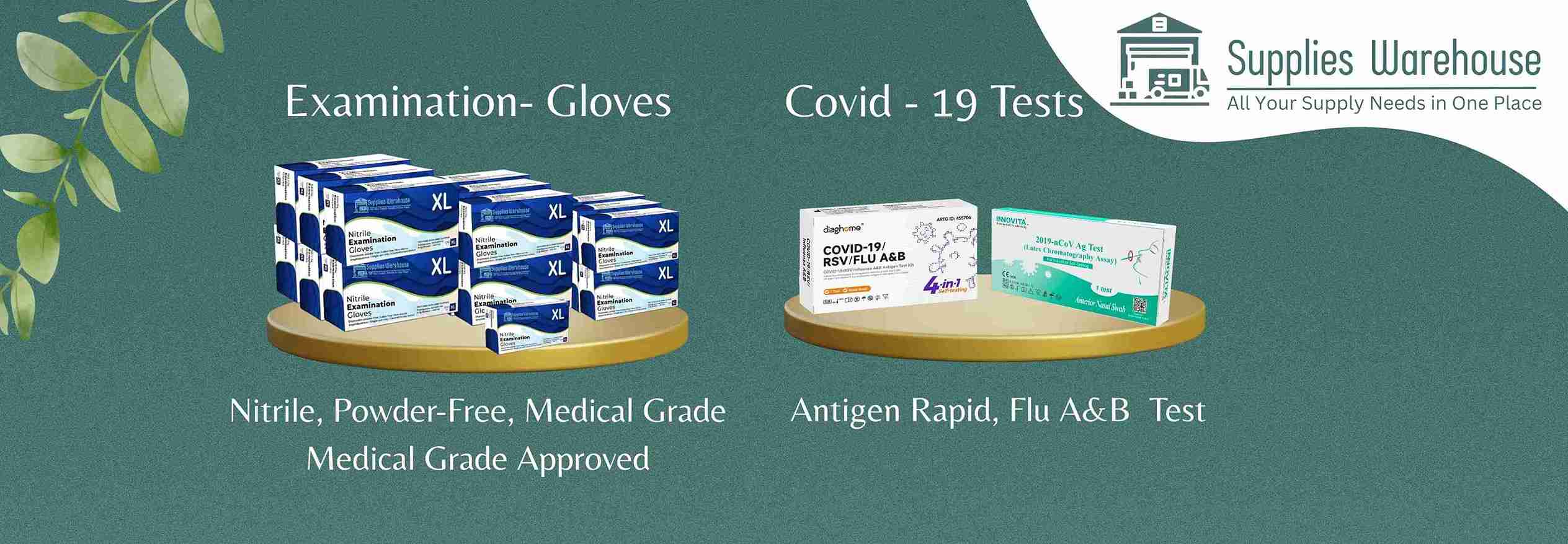 Header Image Examination gloves & Covid Tests