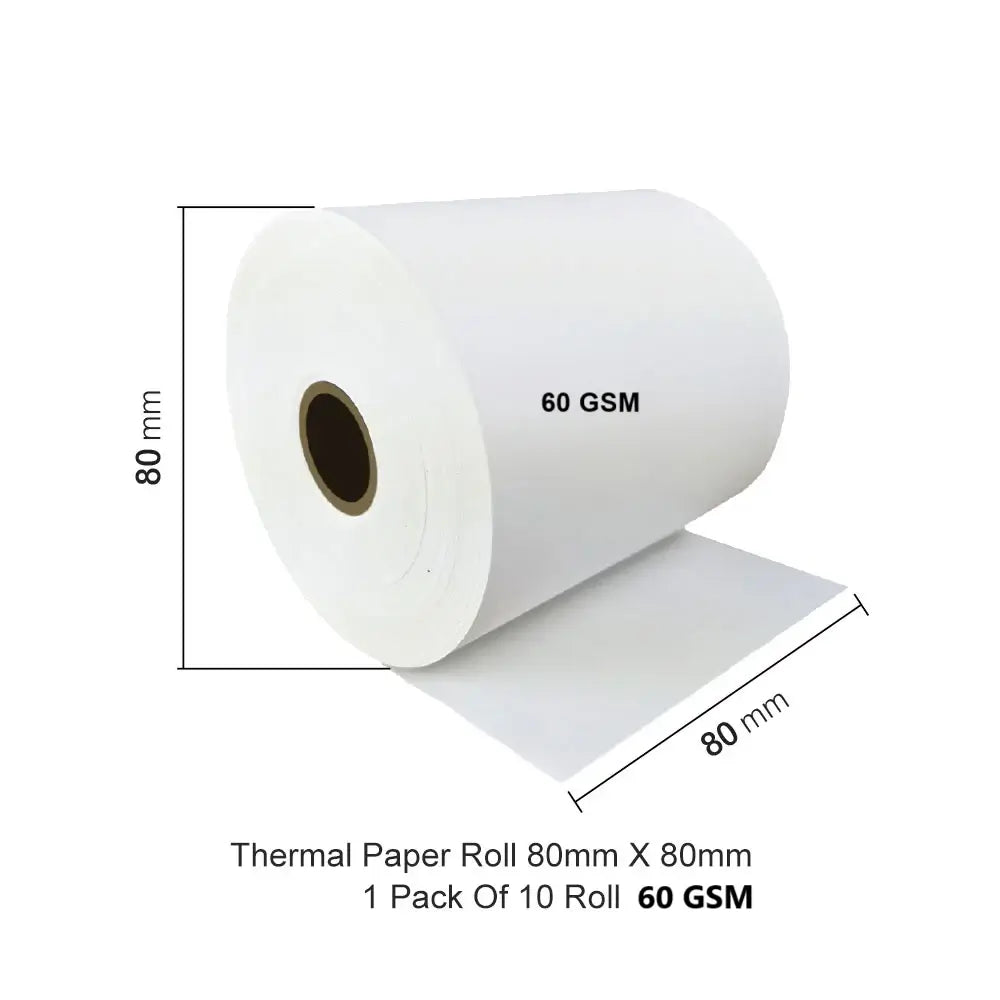 80x80mm Thermal Paper Rolls – 60gsm - 50 rolls/box